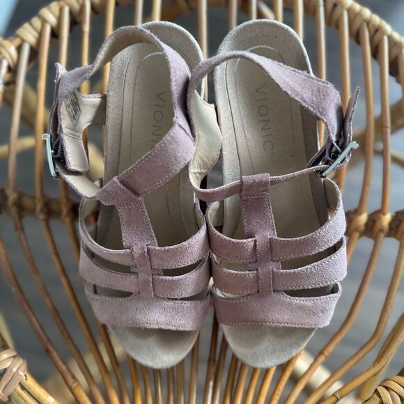 Vionic Purple Suede Wedge Sandals Size 7 - Picture 8 of 8